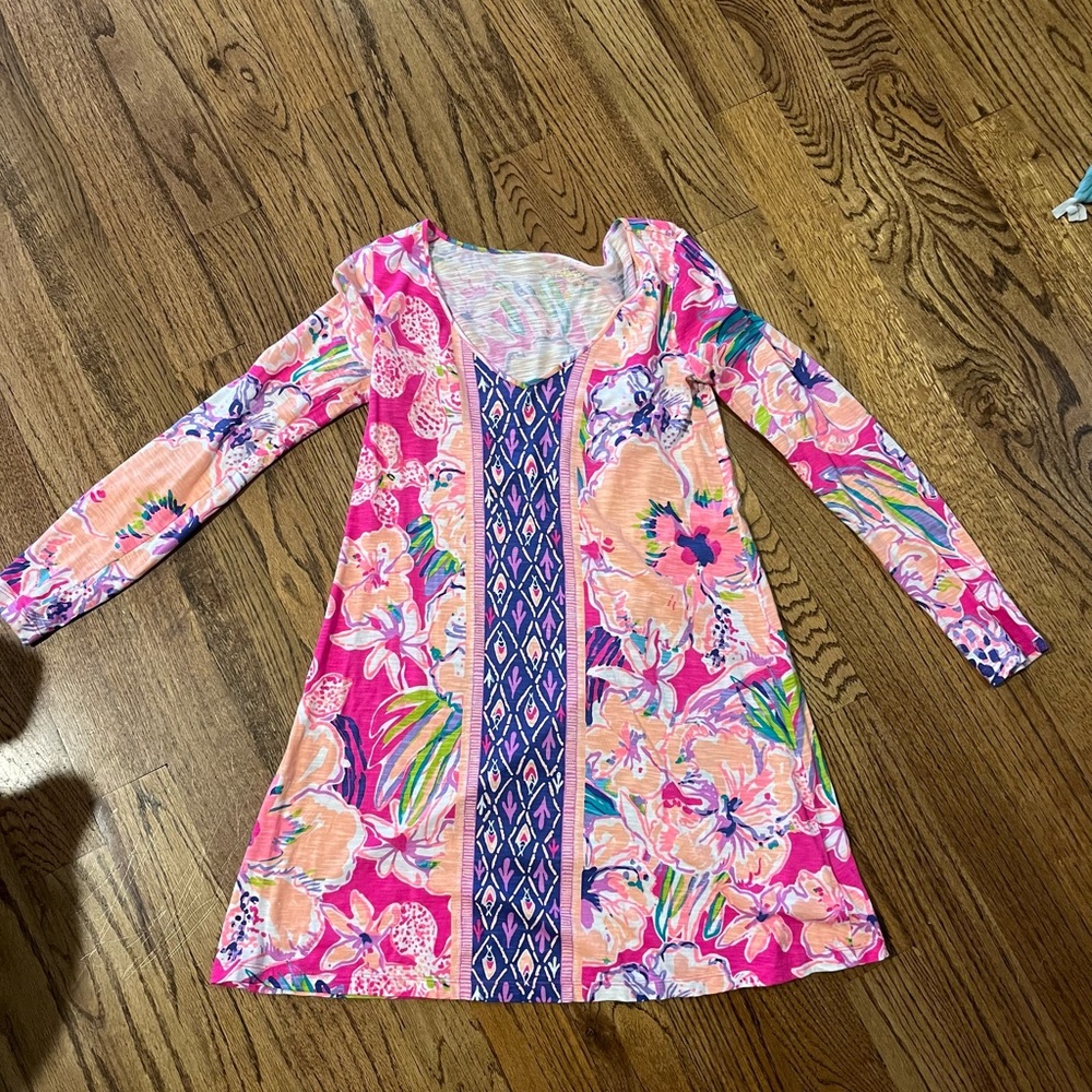 Lilly Pulitzer Magenta Tipping Point Paradis pink floral long sleeve dress XS